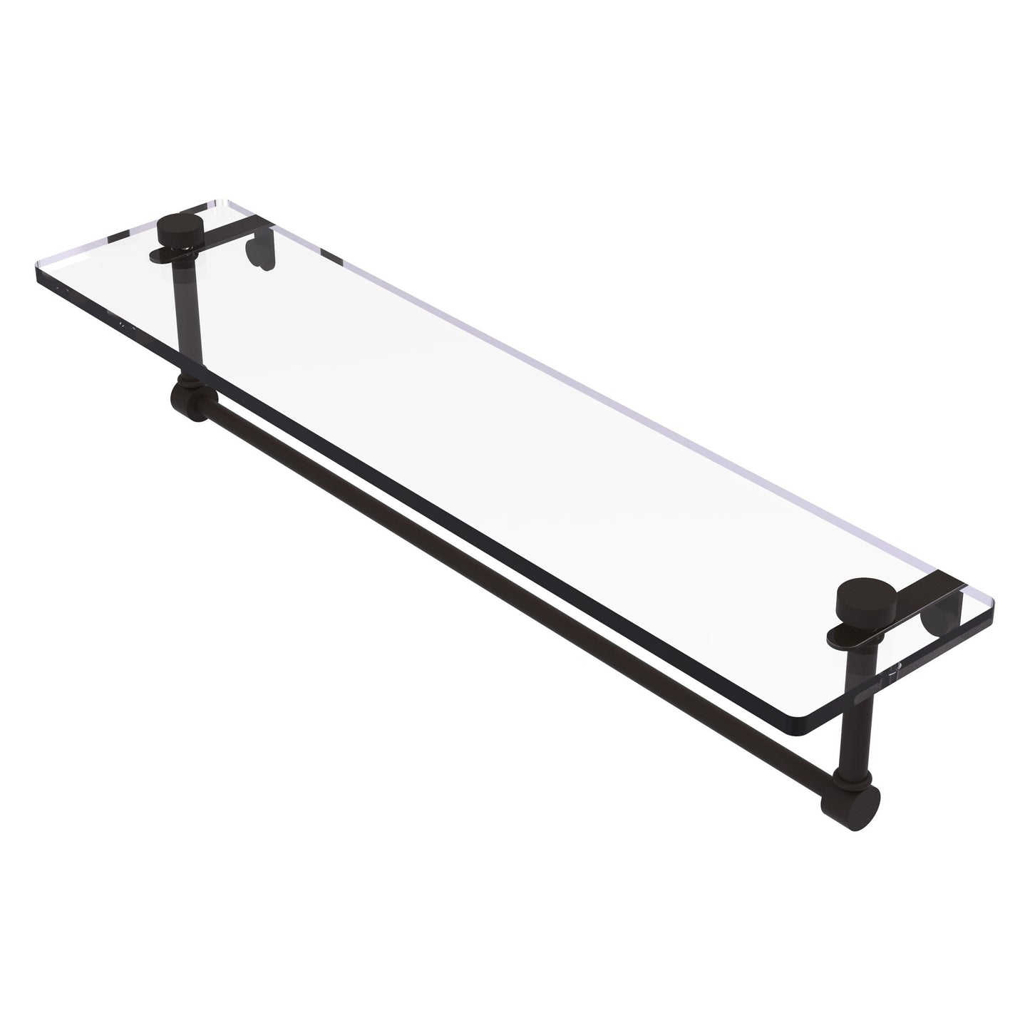 Allied Brass NS-1/22TB 22" x 5" Oil Rubbed Bronze Solid Brass Glass Vanity Shelf With Integrated Towel Bar