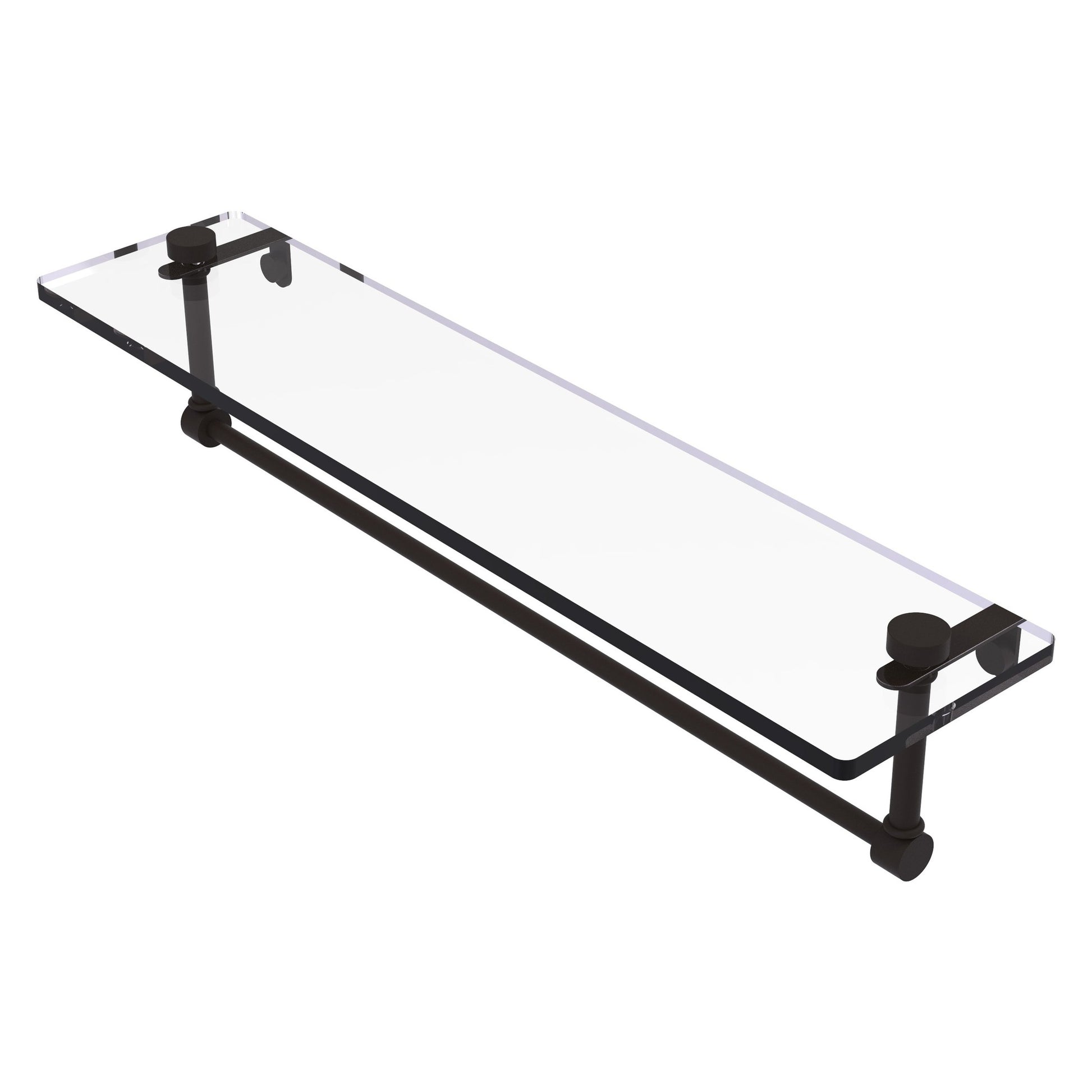 Allied Brass NS-1/22TB 22" x 5" Oil Rubbed Bronze Solid Brass Glass Vanity Shelf With Integrated Towel Bar