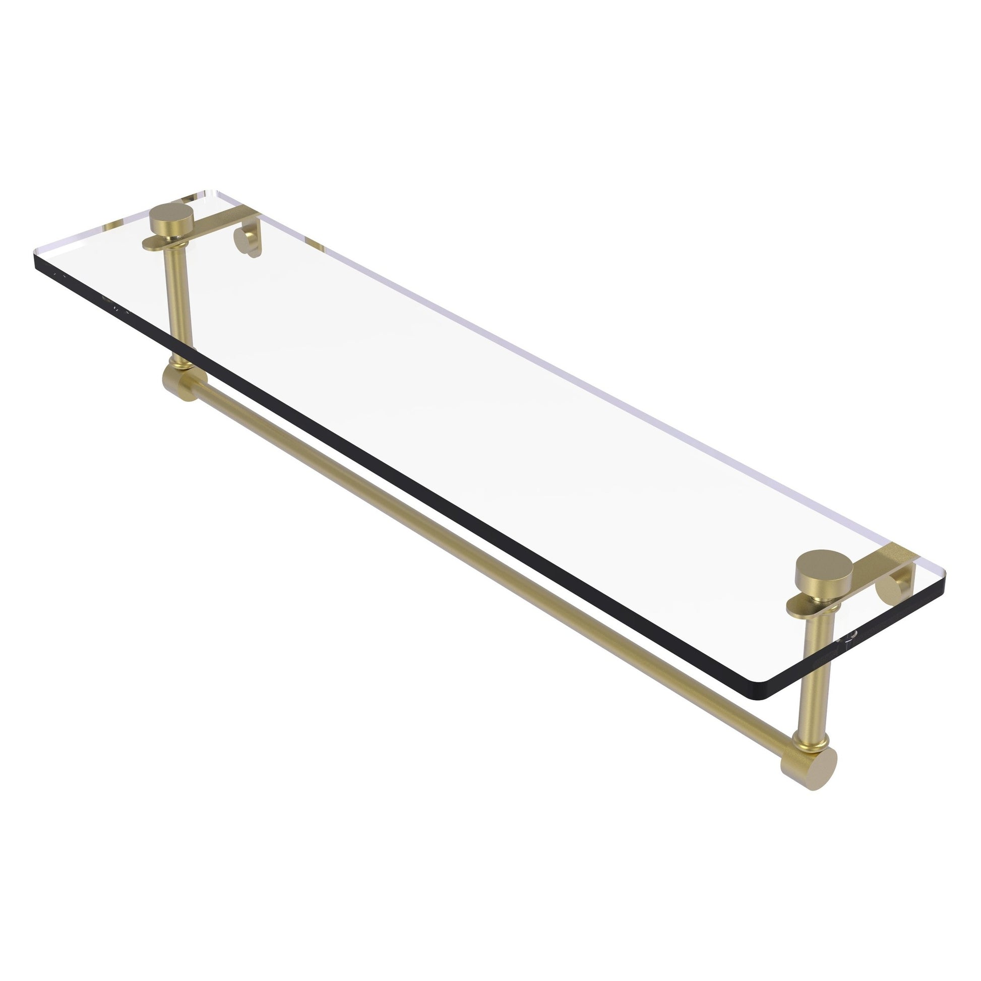 Allied Brass NS-1/22TB 22" x 5" Satin Brass Solid Brass Glass Vanity Shelf With Integrated Towel Bar