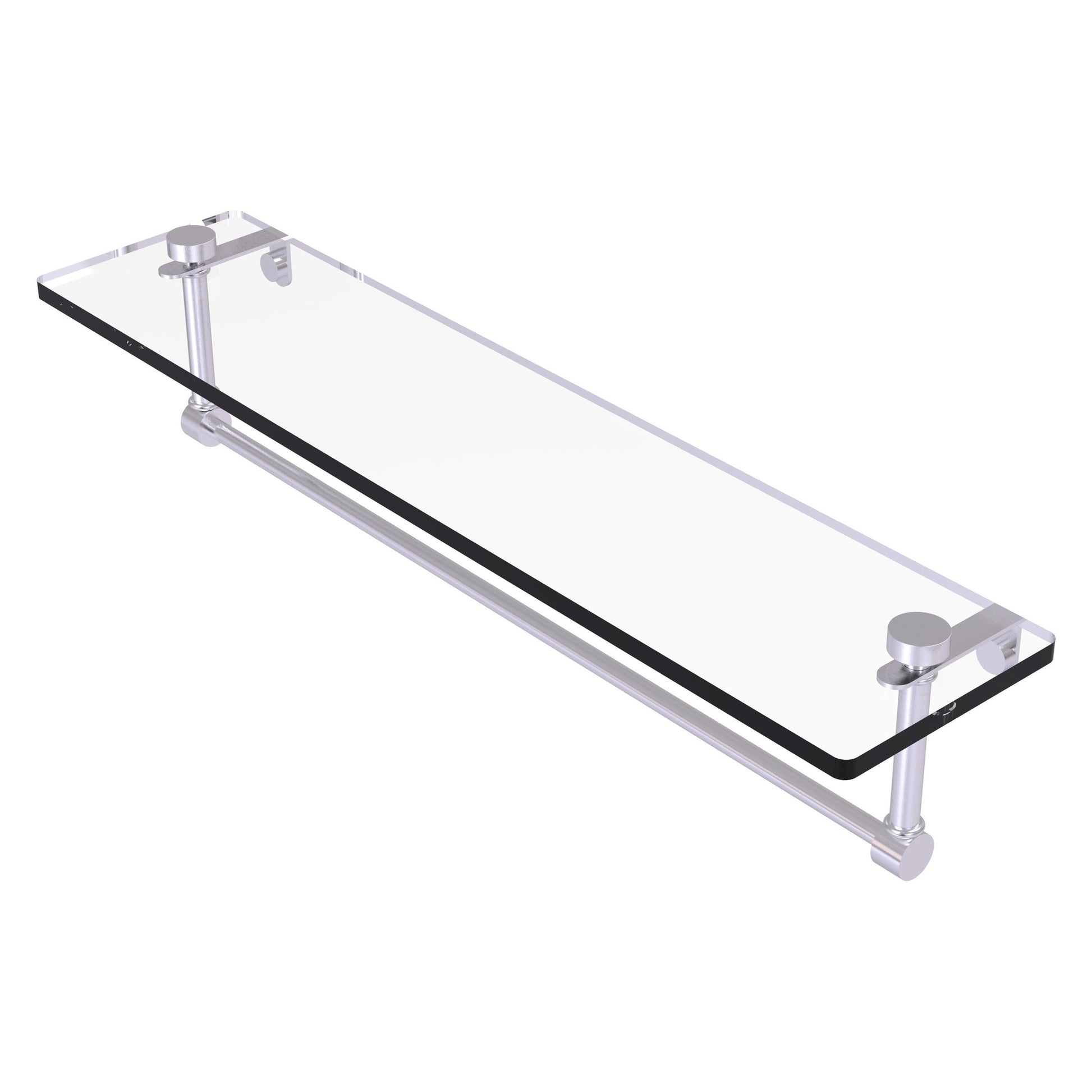 Allied Brass NS-1/22TB 22" x 5" Satin Chrome Solid Brass Glass Vanity Shelf With Integrated Towel Bar