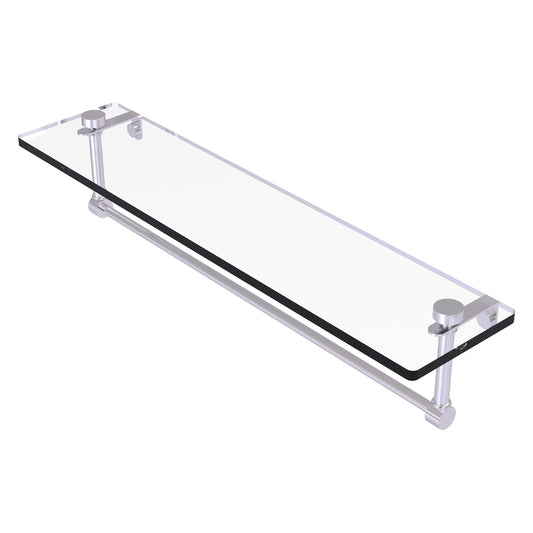Allied Brass NS-1/22TB 22" x 5" Satin Chrome Solid Brass Glass Vanity Shelf With Integrated Towel Bar