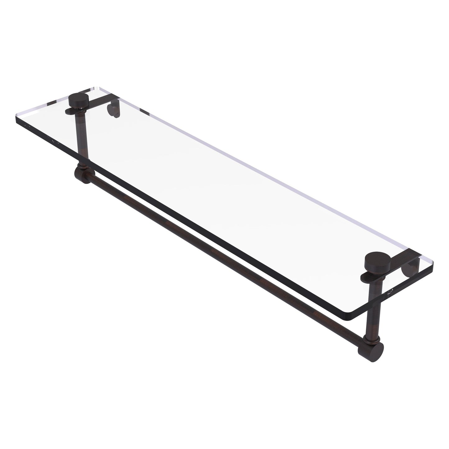 Allied Brass NS-1/22TB 22" x 5" Venetian Bronze Solid Brass Glass Vanity Shelf With Integrated Towel Bar