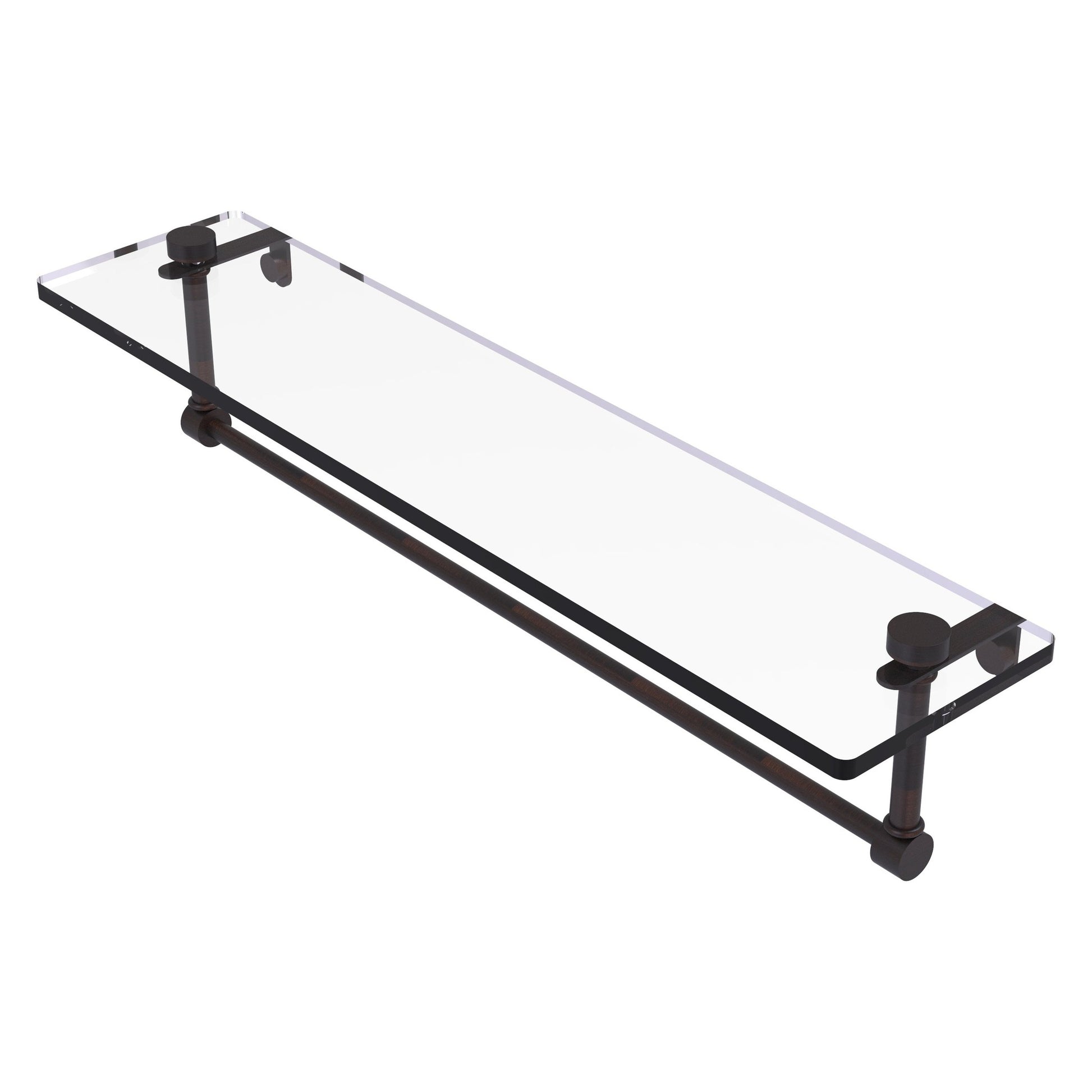 Allied Brass NS-1/22TB 22" x 5" Venetian Bronze Solid Brass Glass Vanity Shelf With Integrated Towel Bar