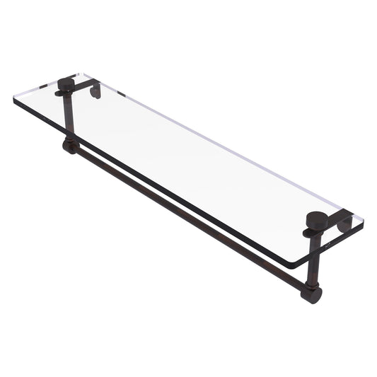 Allied Brass NS-1/22TB 22" x 5" Venetian Bronze Solid Brass Glass Vanity Shelf With Integrated Towel Bar