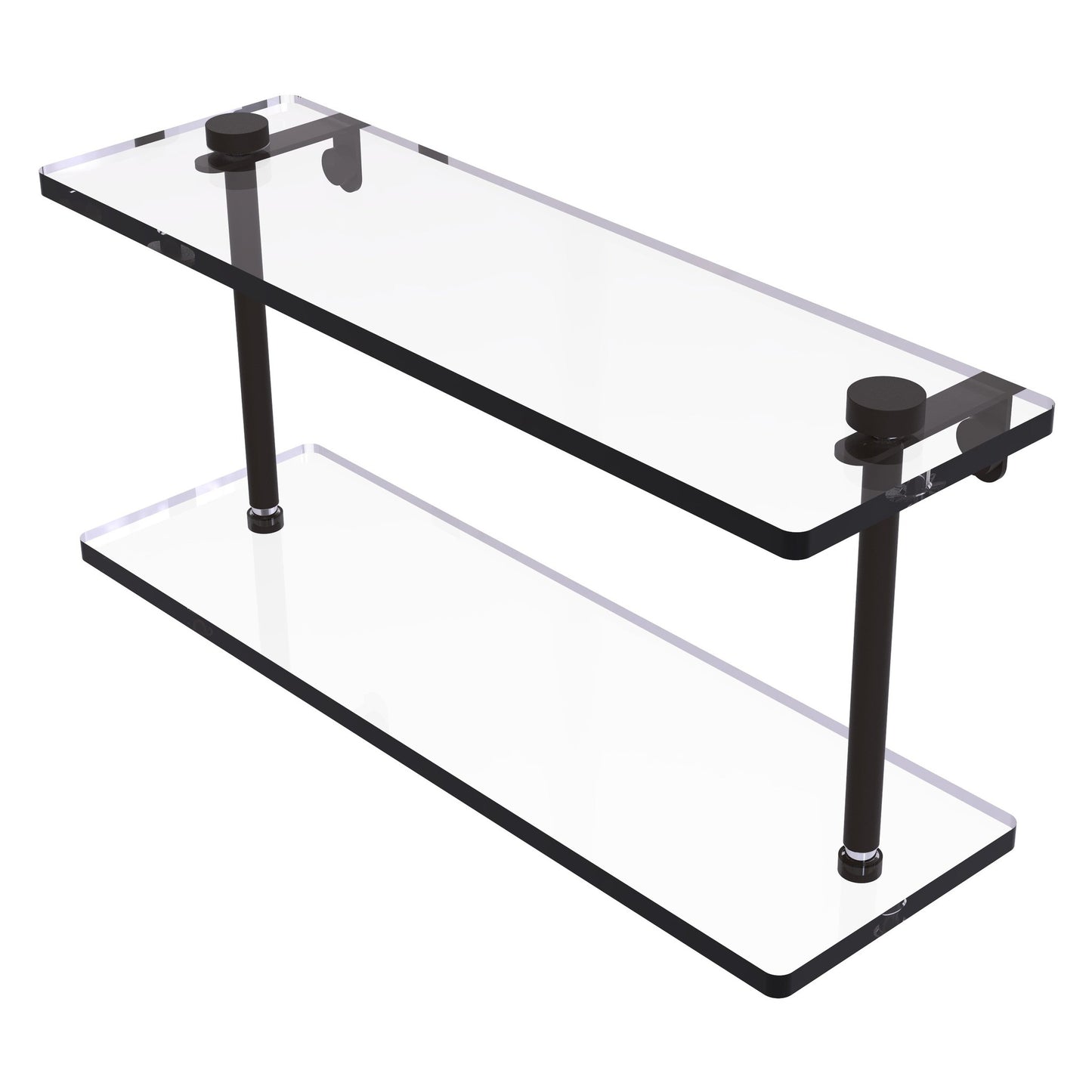 Allied Brass NS-2/16 16" x 5" Oil Rubbed Bronze Solid Brass Two-Tiered Glass Shelf