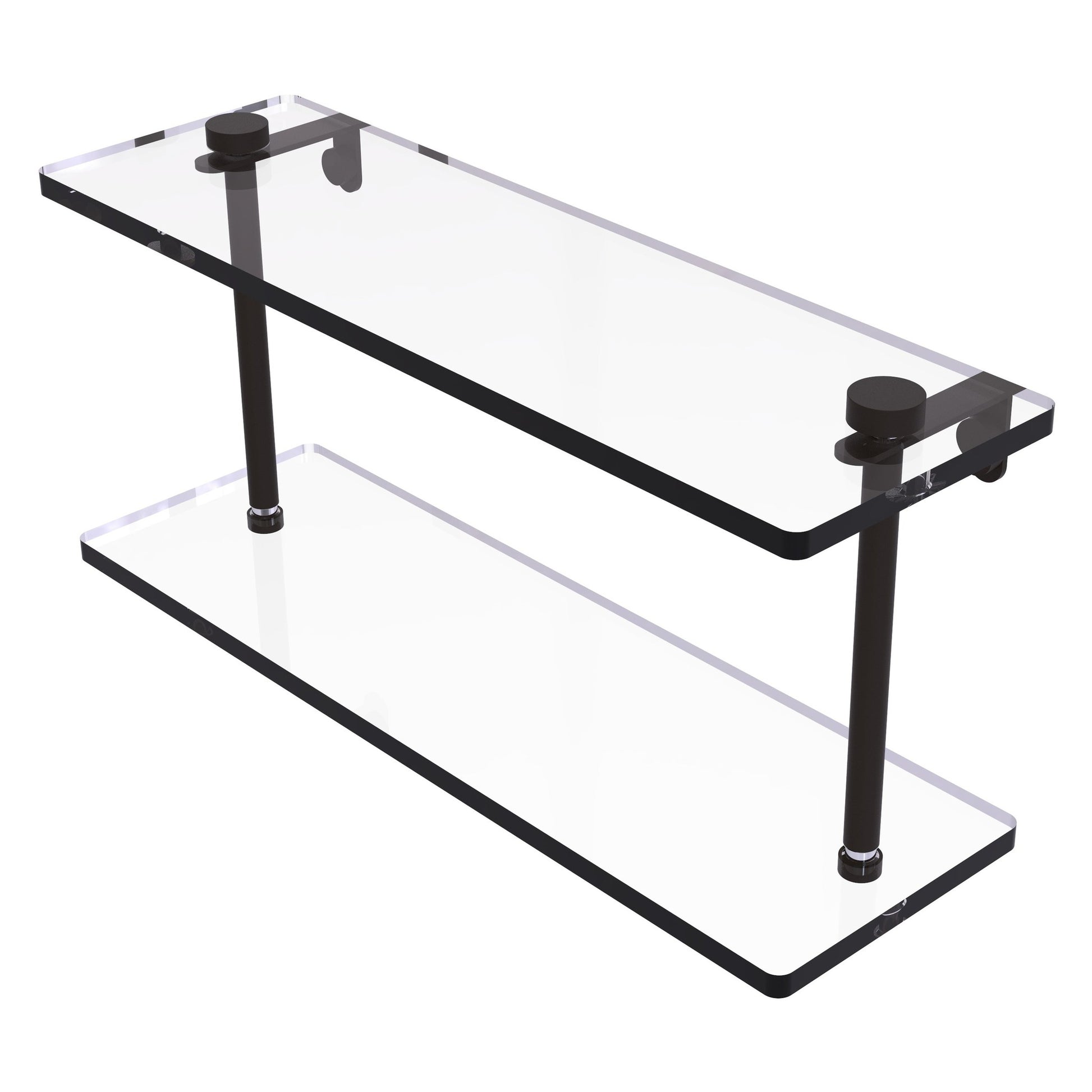 Allied Brass NS-2/16 16" x 5" Oil Rubbed Bronze Solid Brass Two-Tiered Glass Shelf