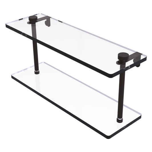 Allied Brass NS-2/16 16" x 5" Oil Rubbed Bronze Solid Brass Two-Tiered Glass Shelf