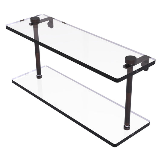 Allied Brass NS-2/16 16" x 5" Venetian Bronze Solid Brass Two-Tiered Glass Shelf