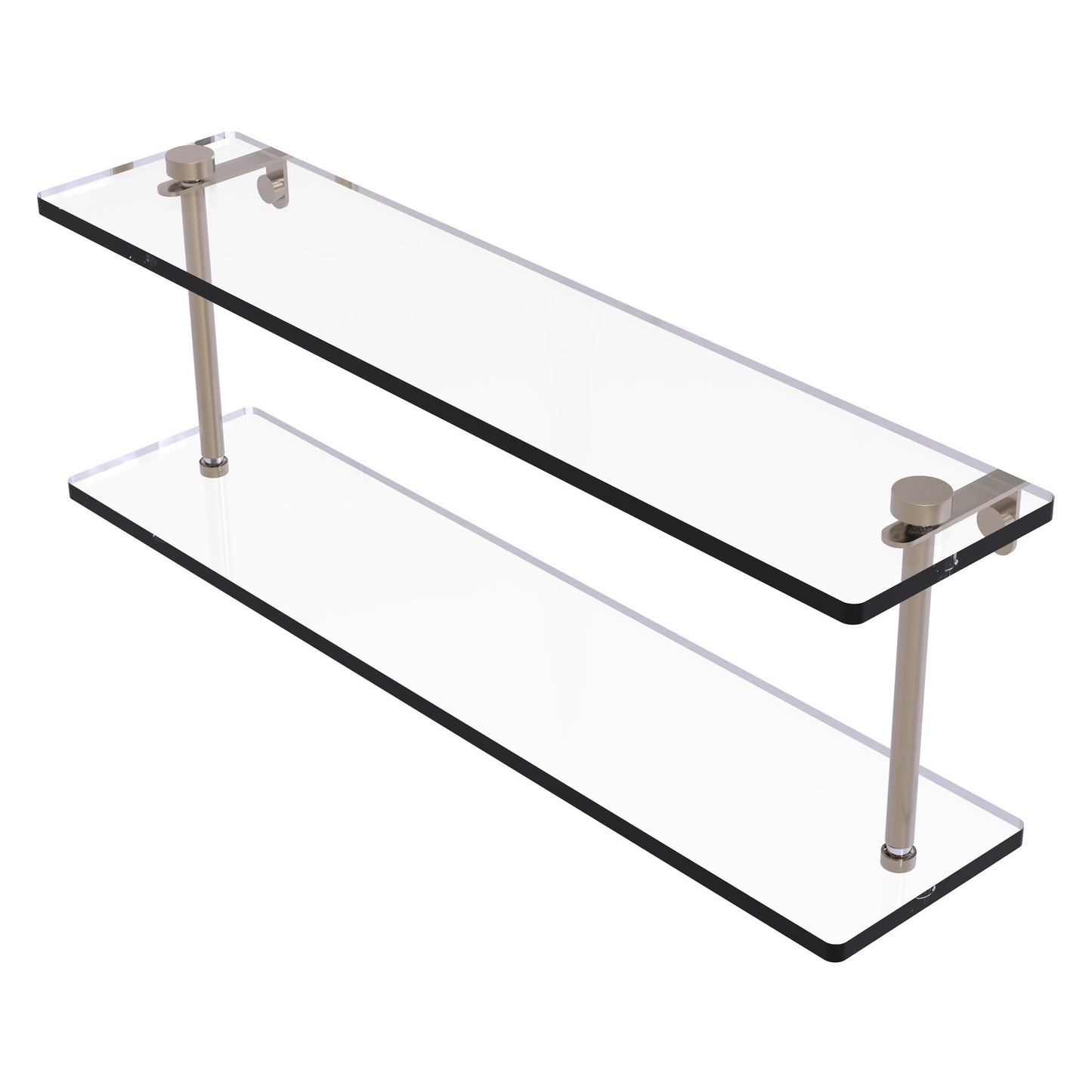 Allied Brass NS-2/22 22" x 5" Antique Pewter Solid Brass Two-Tiered Glass Shelf