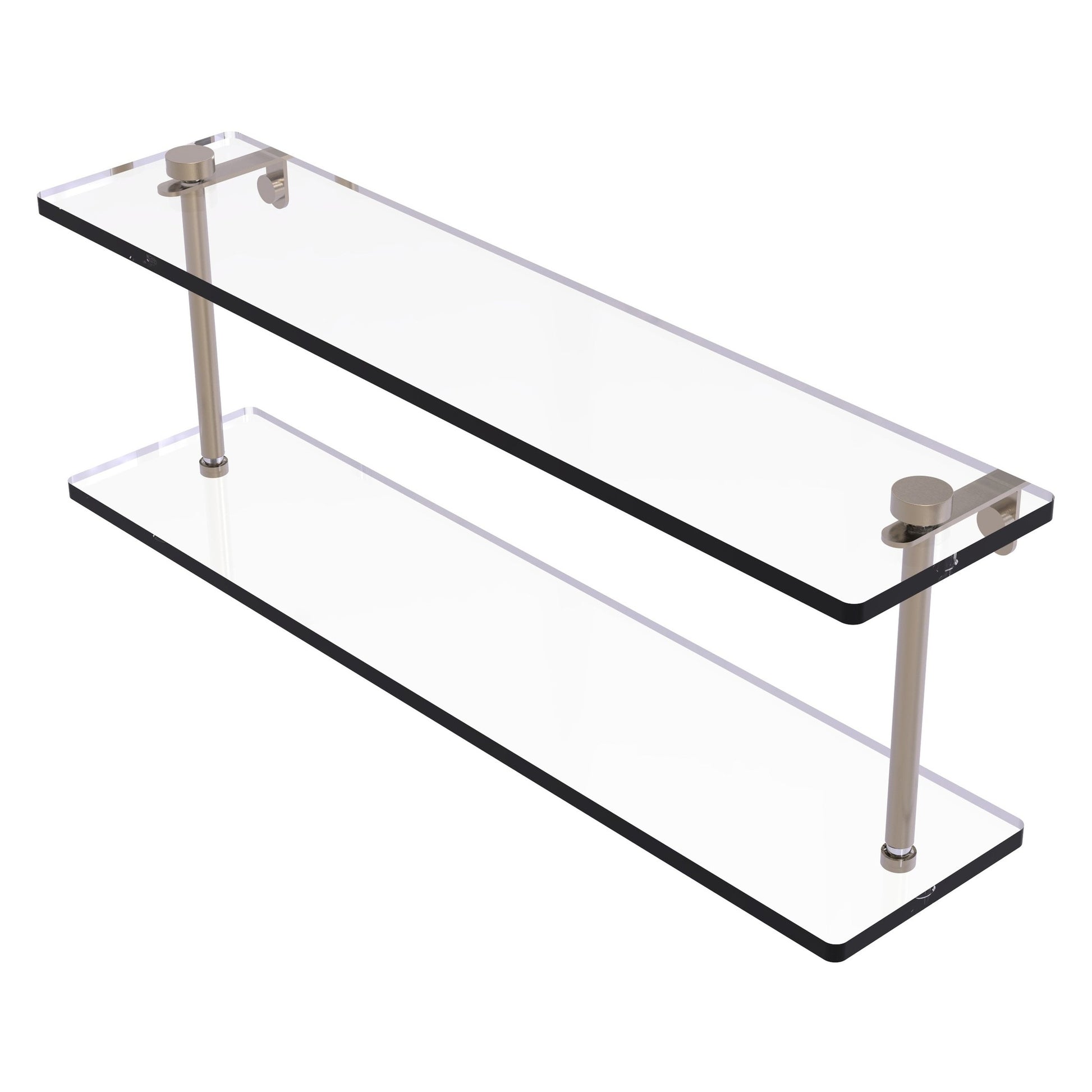 Allied Brass NS-2/22 22" x 5" Antique Pewter Solid Brass Two-Tiered Glass Shelf