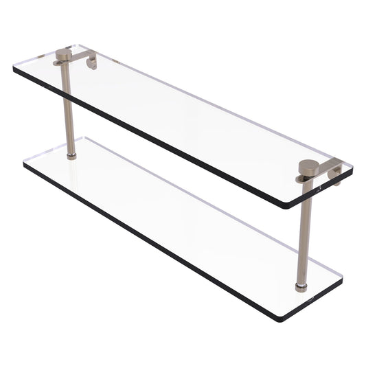 Allied Brass NS-2/22 22" x 5" Antique Pewter Solid Brass Two-Tiered Glass Shelf