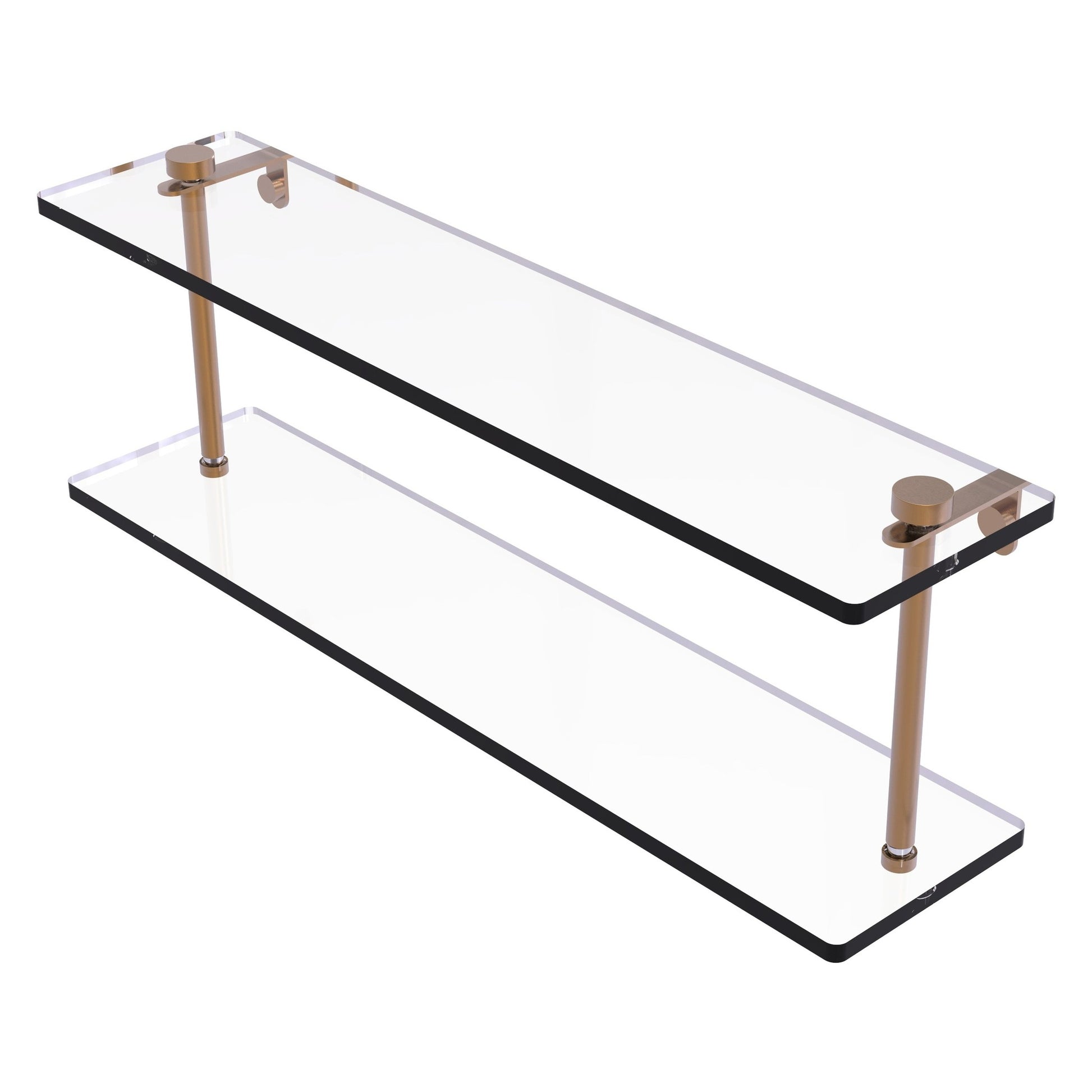 Allied Brass NS-2/22 22" x 5" Brushed Bronze Solid Brass Two-Tiered Glass Shelf