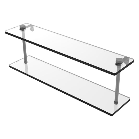 Allied Brass NS-2/22 22" x 5" Matte Gray Solid Brass Two-Tiered Glass Shelf