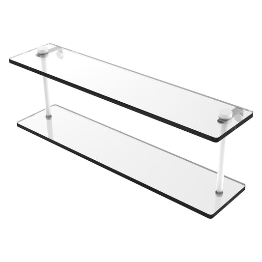 Allied Brass NS-2/22 22" x 5" Matte White Solid Brass Two-Tiered Glass Shelf