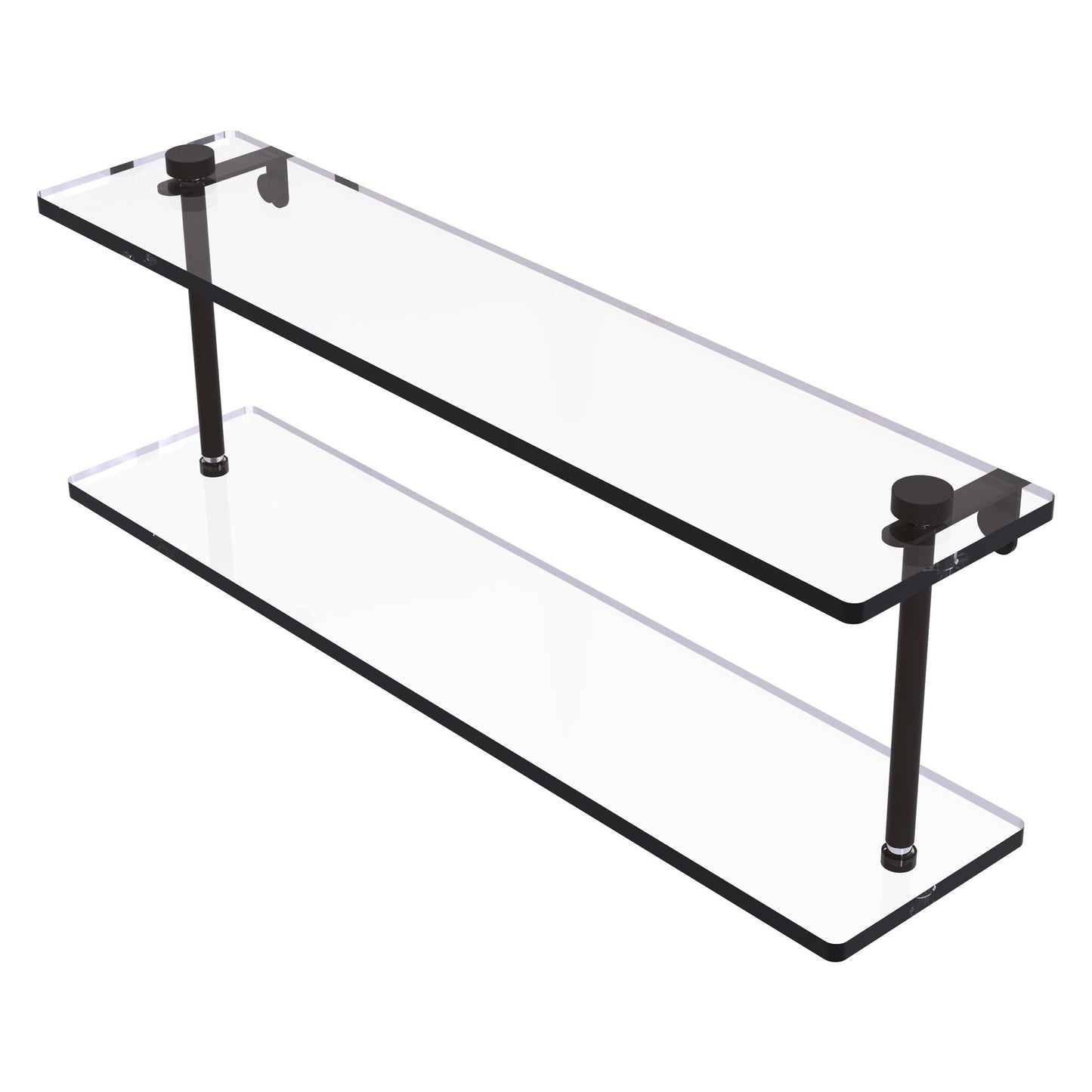 Allied Brass NS-2/22 22" x 5" Oil Rubbed Bronze Solid Brass Two-Tiered Glass Shelf