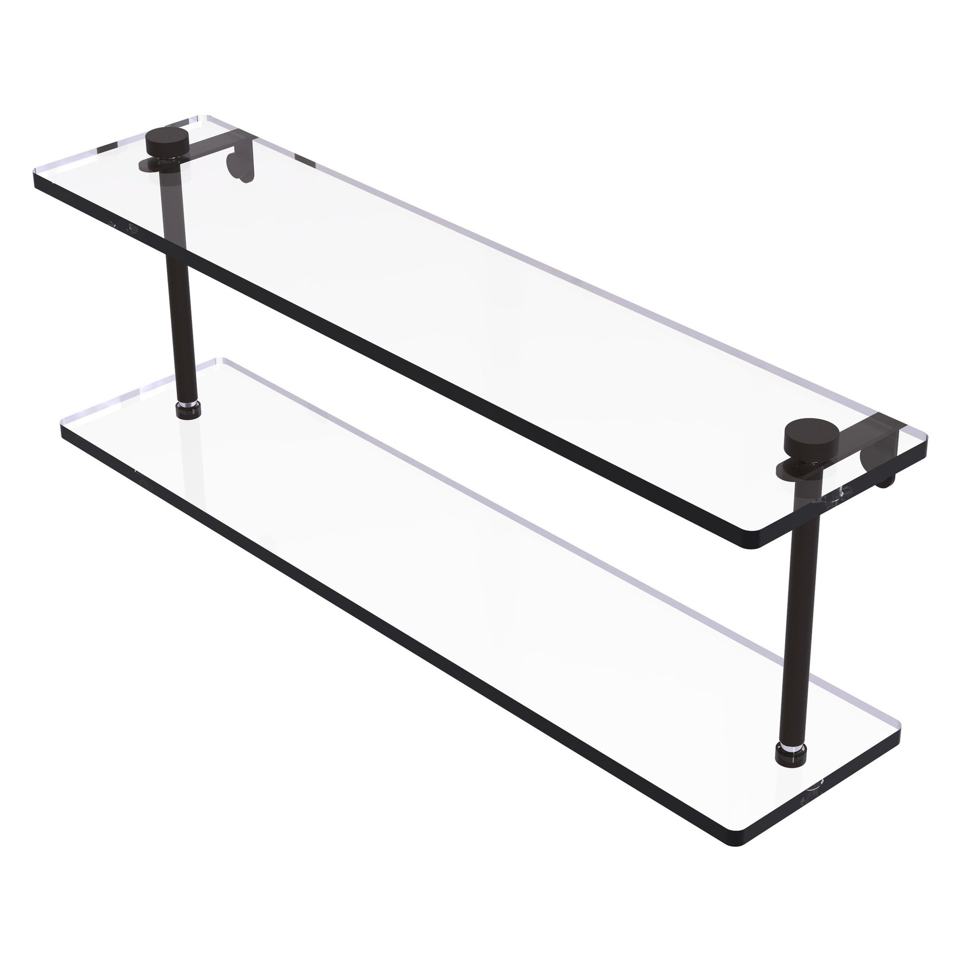 Allied Brass NS-2/22 22" x 5" Oil Rubbed Bronze Solid Brass Two-Tiered Glass Shelf
