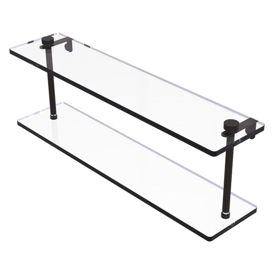 Allied Brass NS-2/22 22" x 5" Oil Rubbed Bronze Solid Brass Two-Tiered Glass Shelf