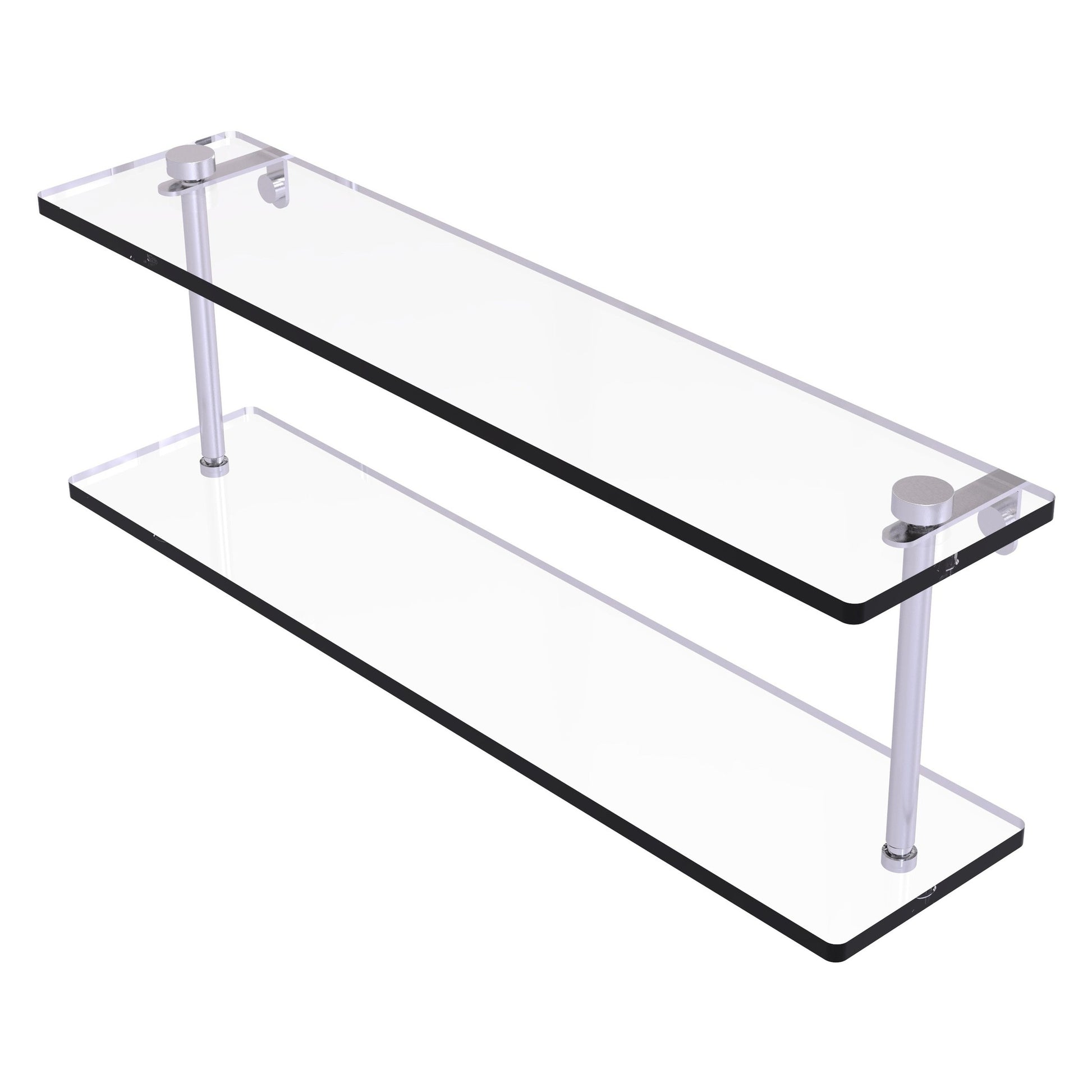 Allied Brass NS-2/22 22" x 5" Satin Chrome Solid Brass Two-Tiered Glass Shelf