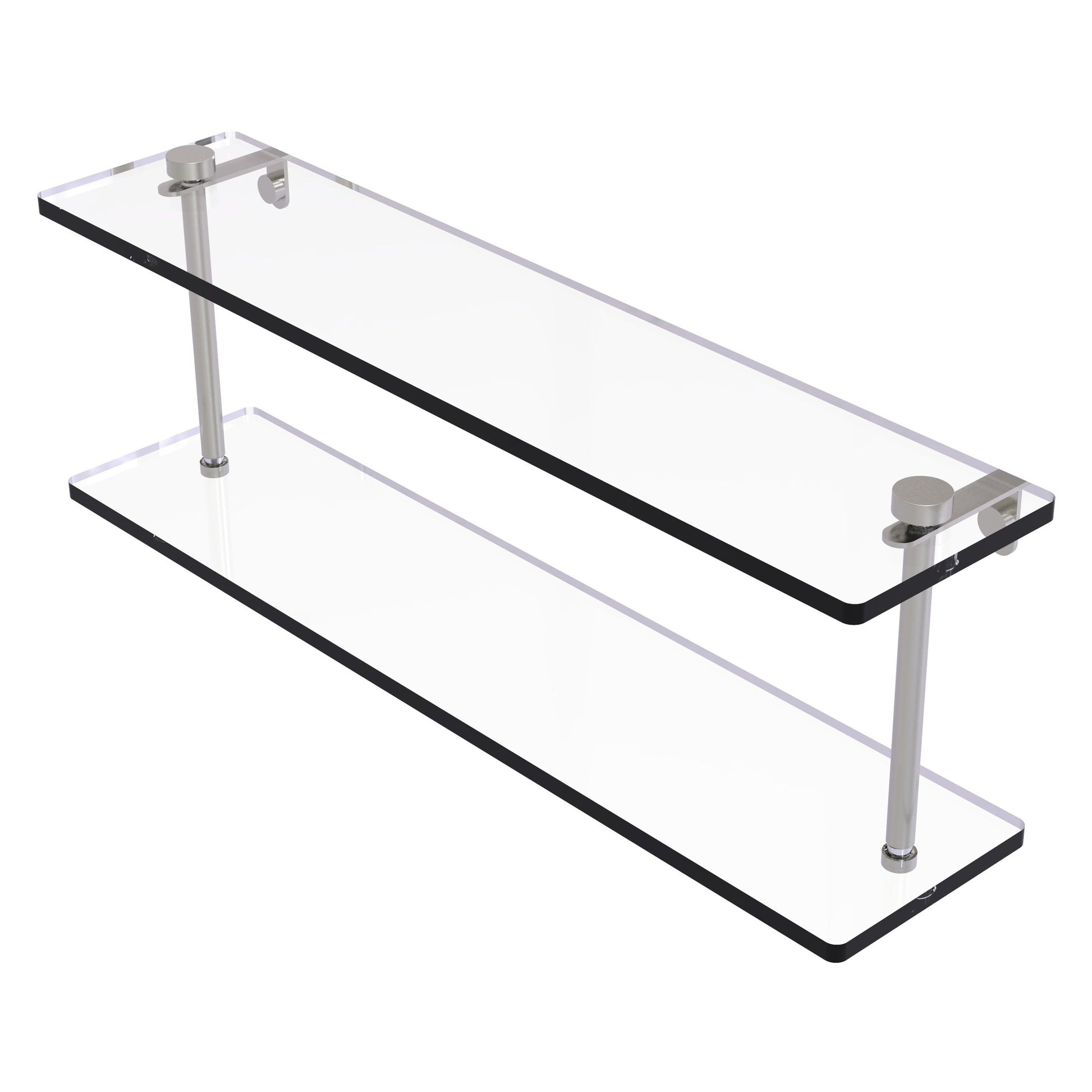 Allied Brass NS-2/22 22" x 5" Satin Nickel Solid Brass Two-Tiered Glass Shelf
