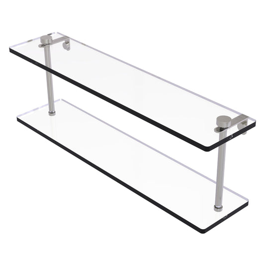 Allied Brass NS-2/22 22" x 5" Satin Nickel Solid Brass Two-Tiered Glass Shelf