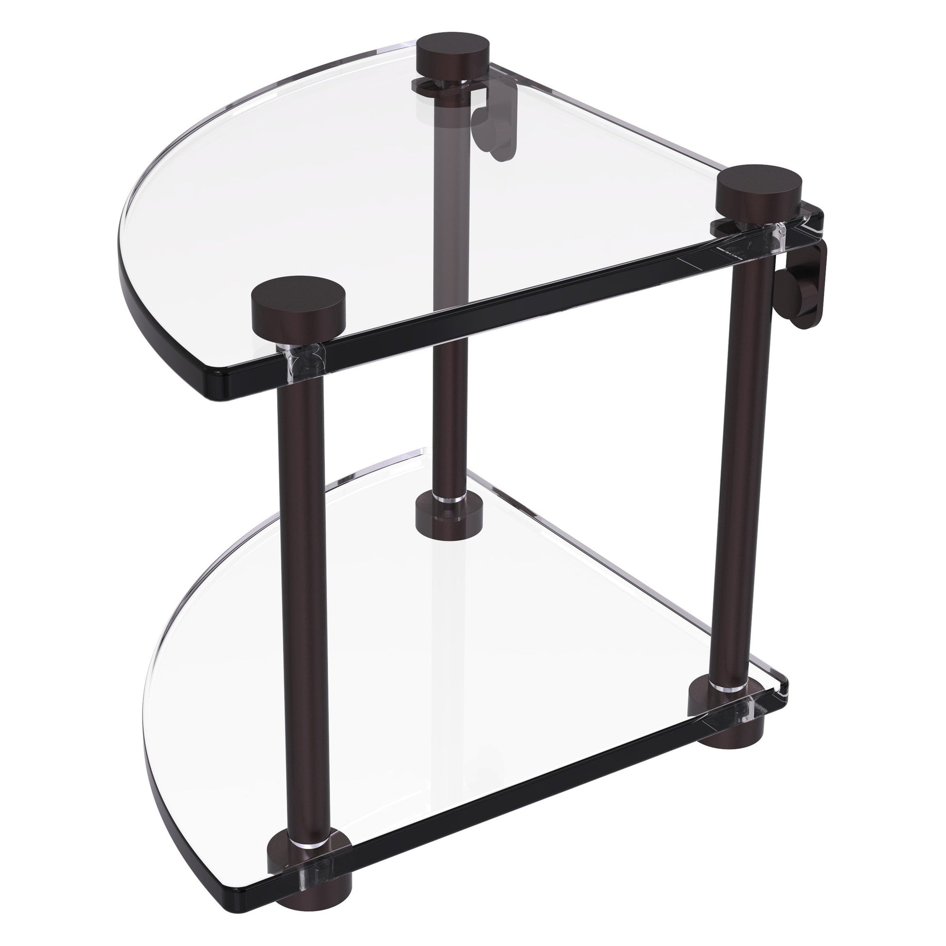 Allied Brass NS-3 8" x 8" Antique Bronze Solid Brass Two-Tiered Corner Glass Shelf