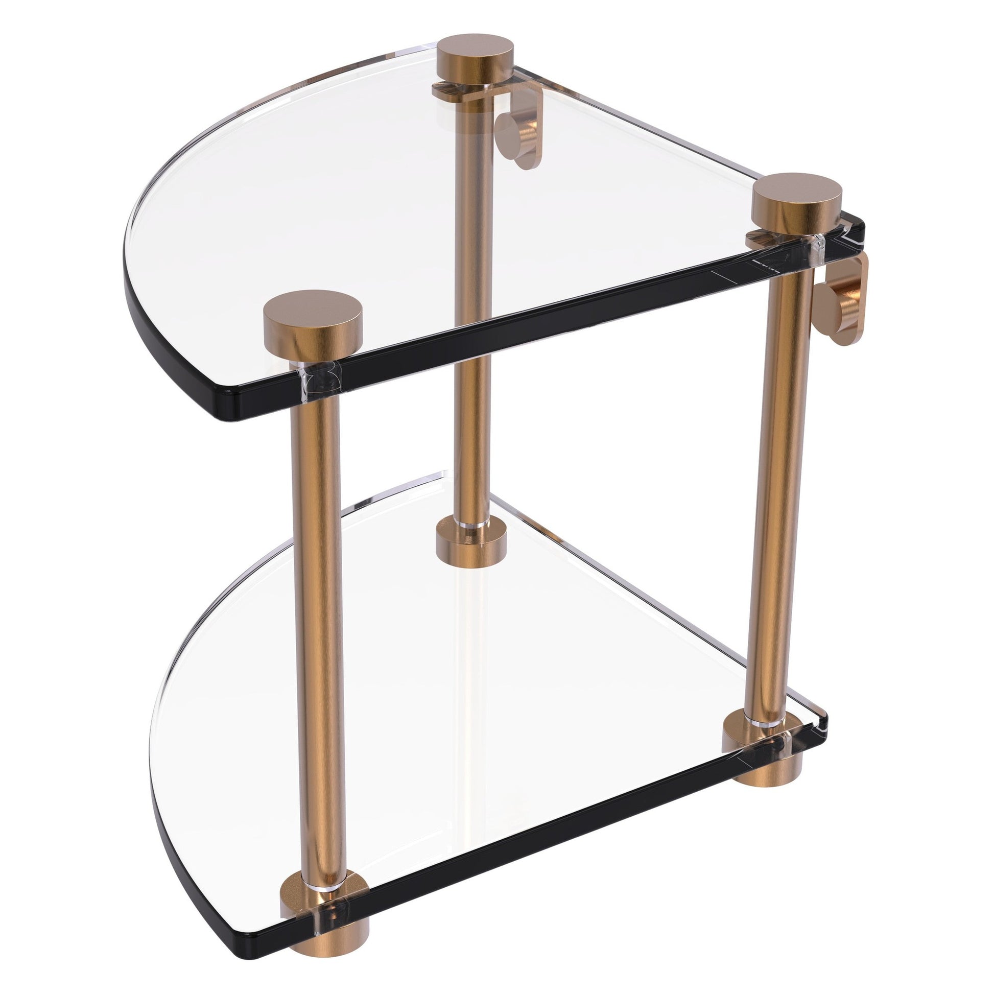 Allied Brass NS-3 8" x 8" Brushed Bronze Solid Brass Two-Tiered Corner Glass Shelf