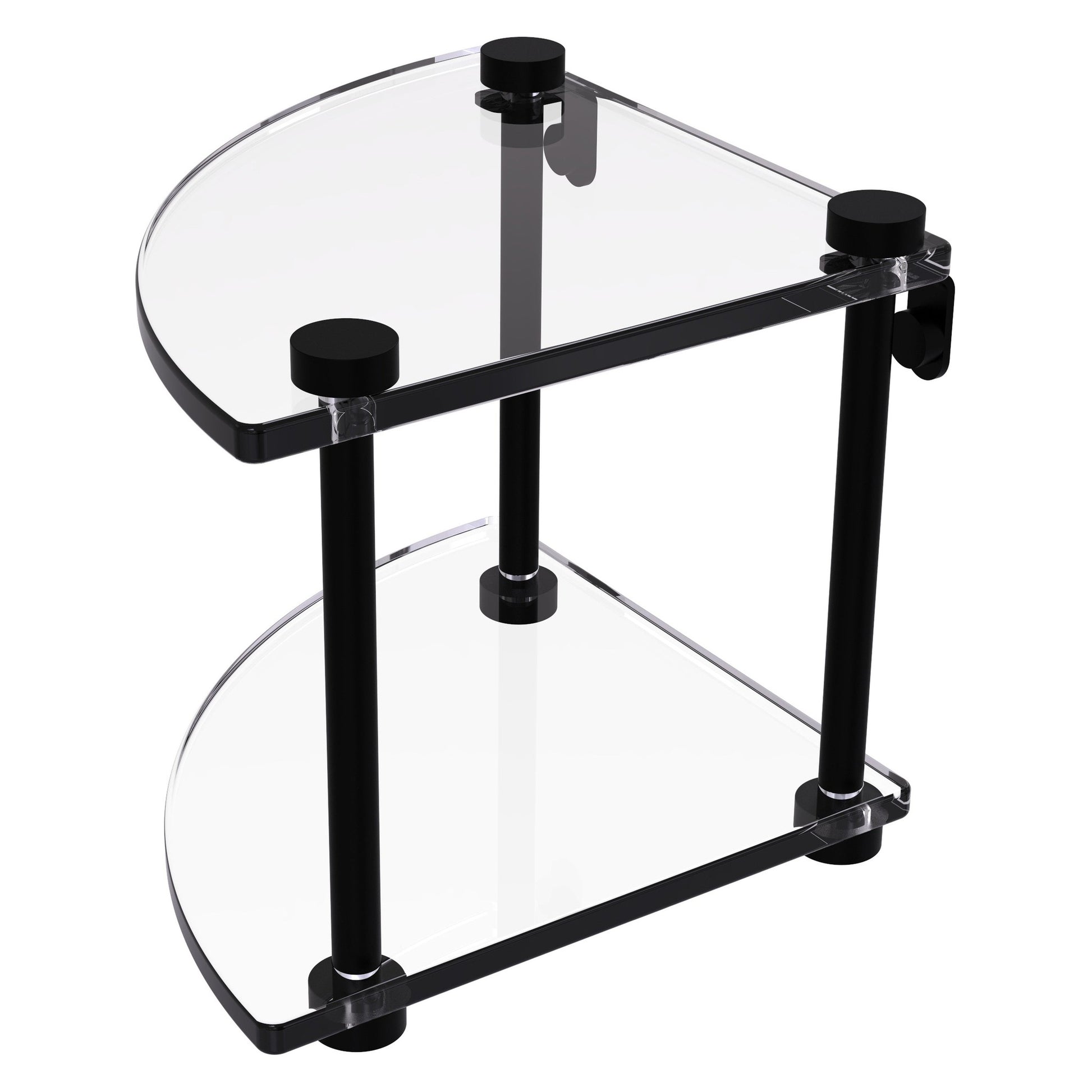 Allied Brass NS-3 8" x 8" Matte Black Solid Brass Two-Tiered Corner Glass Shelf