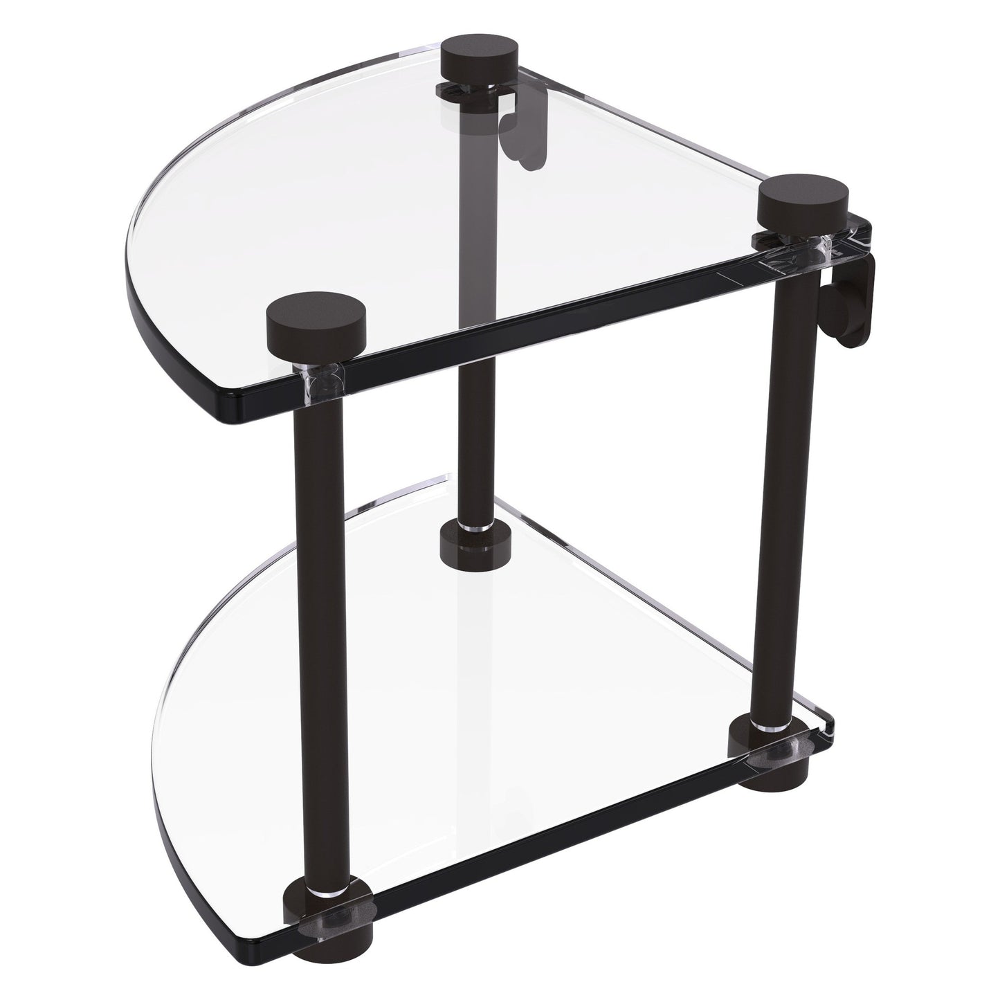 Allied Brass NS-3 8" x 8" Oil Rubbed Bronze Solid Brass Two-Tiered Corner Glass Shelf