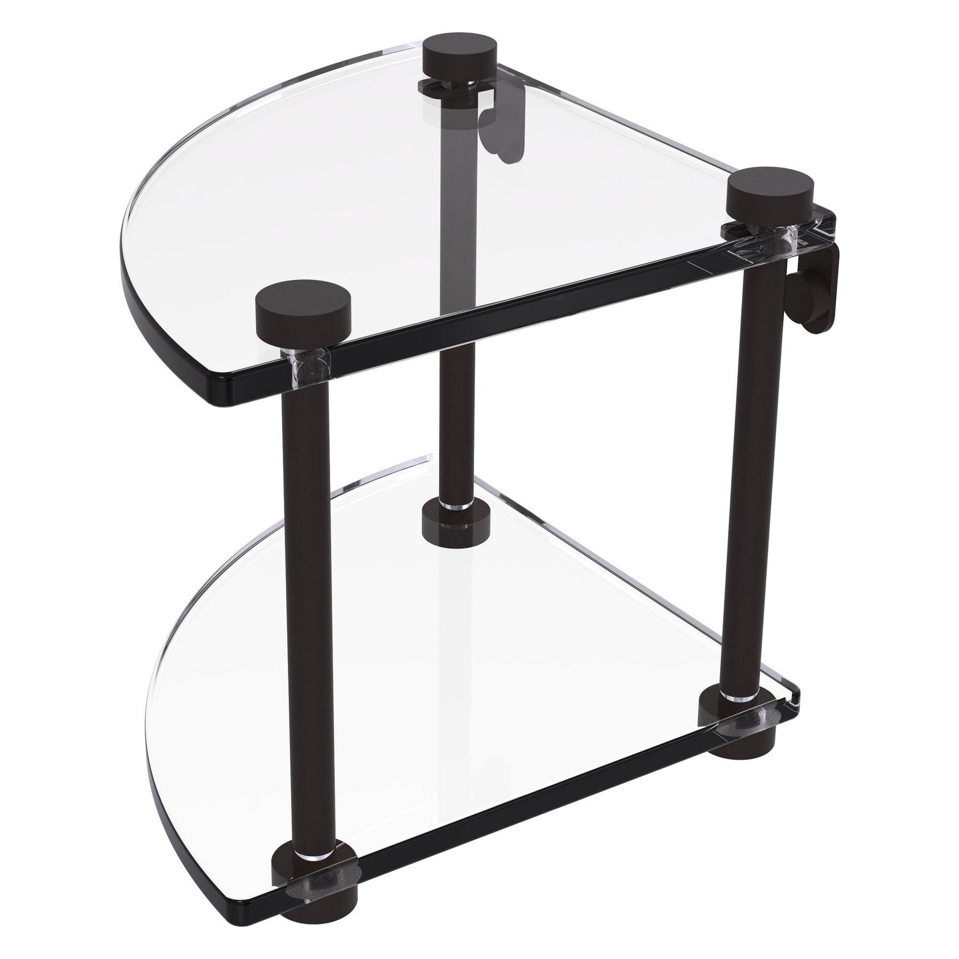 Allied Brass NS-3 8" x 8" Oil Rubbed Bronze Solid Brass Two-Tiered Corner Glass Shelf