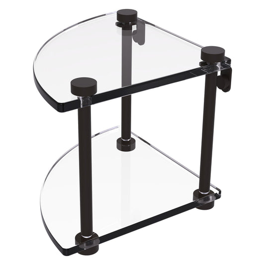 Allied Brass NS-3 8" x 8" Oil Rubbed Bronze Solid Brass Two-Tiered Corner Glass Shelf