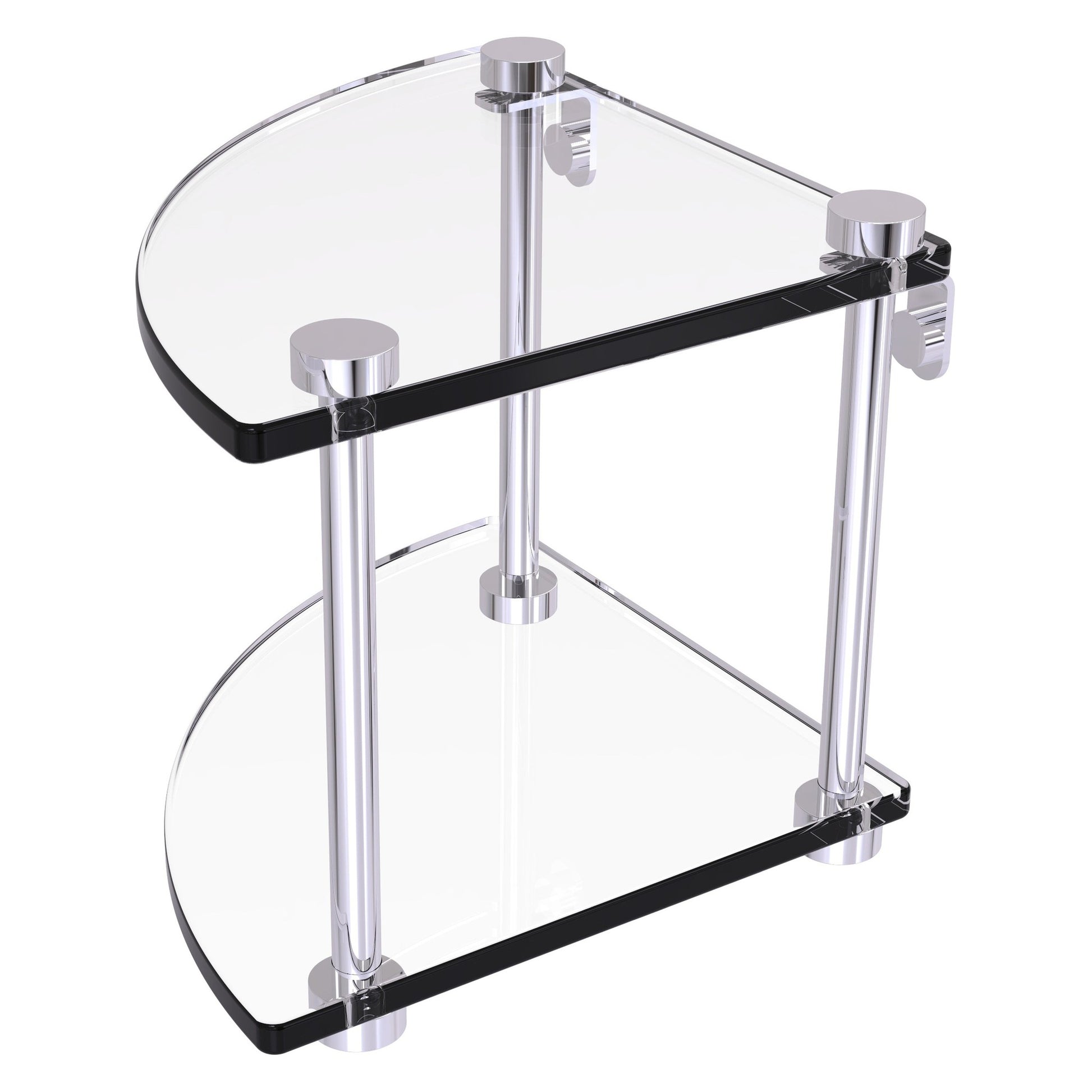 Allied Brass NS-3 8" x 8" Polished Chrome Solid Brass Two-Tiered Corner Glass Shelf