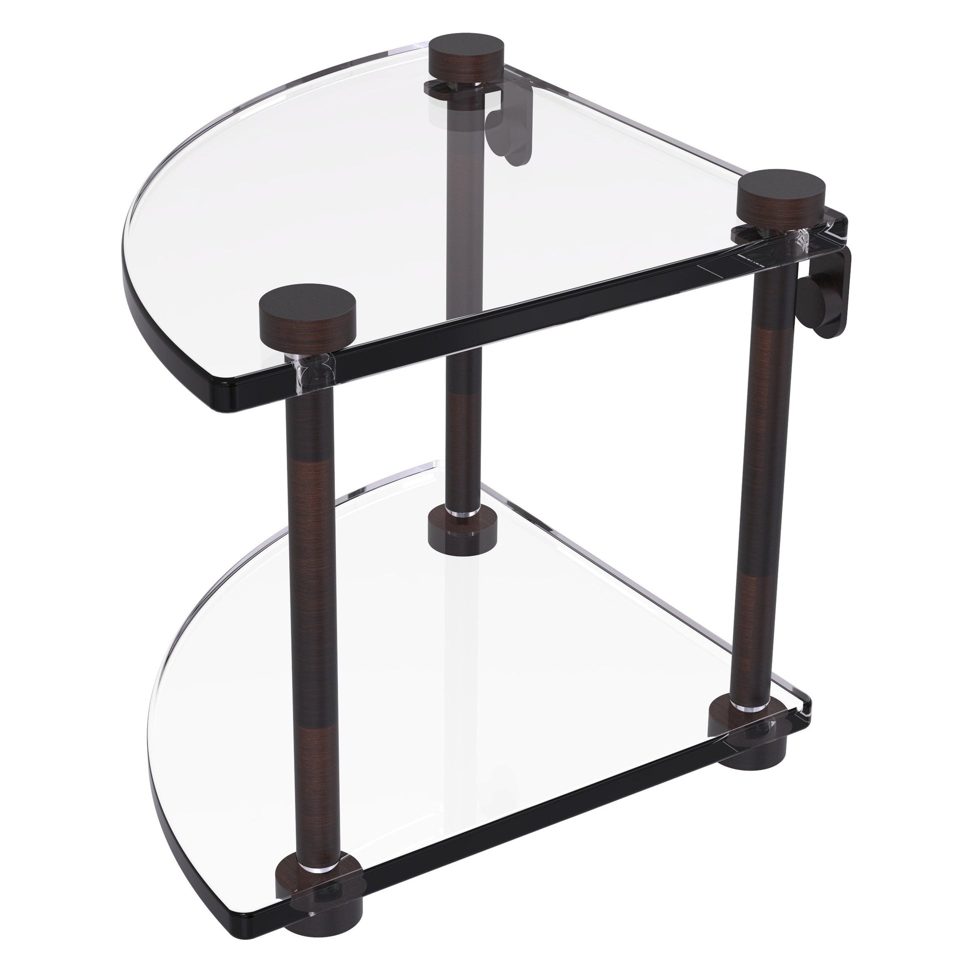 Allied Brass NS-3 8" x 8" Venetian Bronze Solid Brass Two-Tiered Corner Glass Shelf