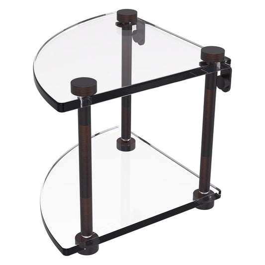 Allied Brass NS-3 8" x 8" Venetian Bronze Solid Brass Two-Tiered Corner Glass Shelf