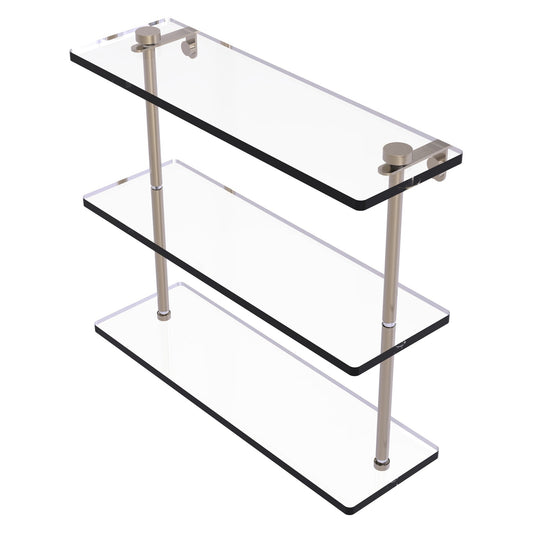 Allied Brass NS-5/16 16" x 5" Antique Pewter Solid Brass Triple-Tiered Glass Shelf