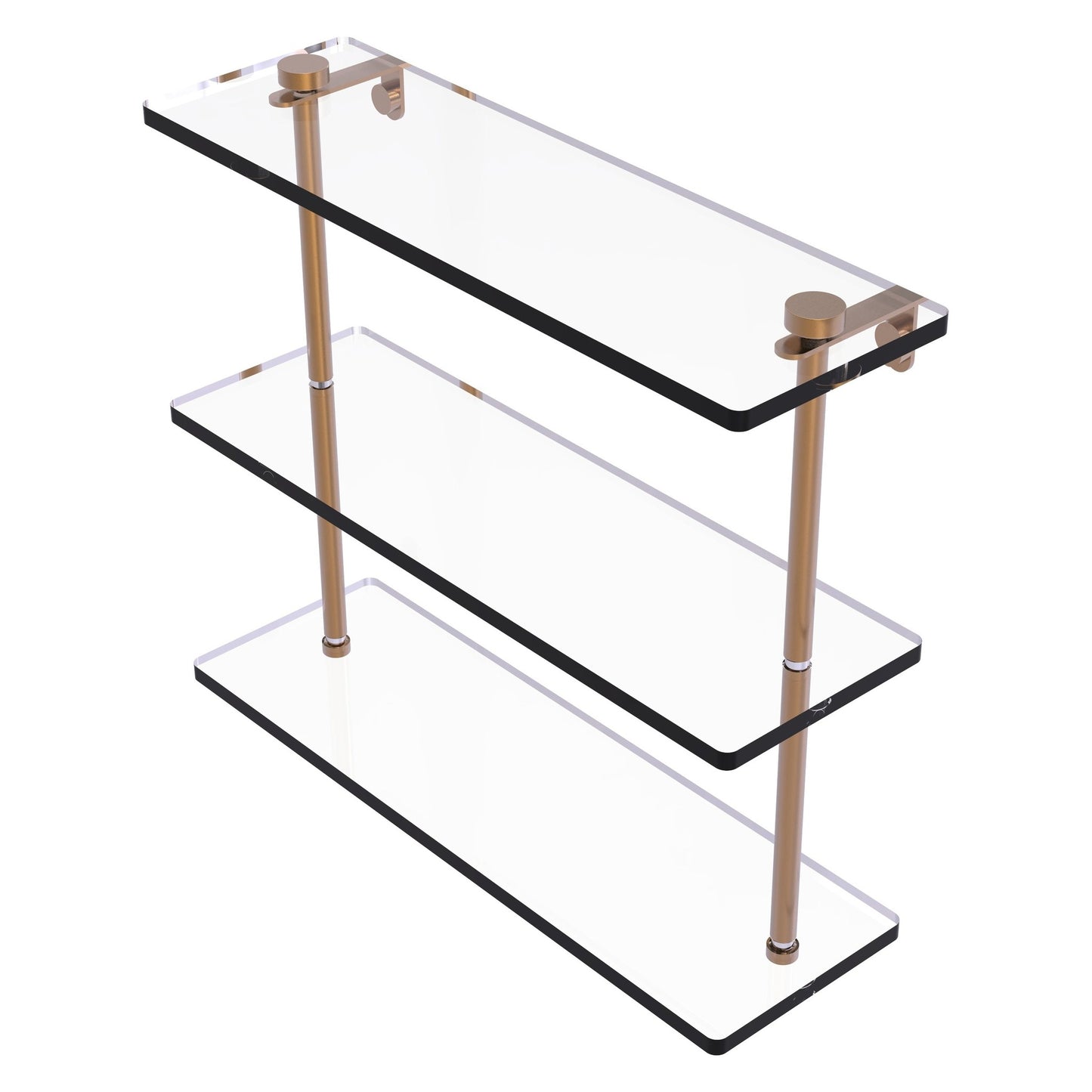Allied Brass NS-5/16 16" x 5" Brushed Bronze Solid Brass Triple-Tiered Glass Shelf