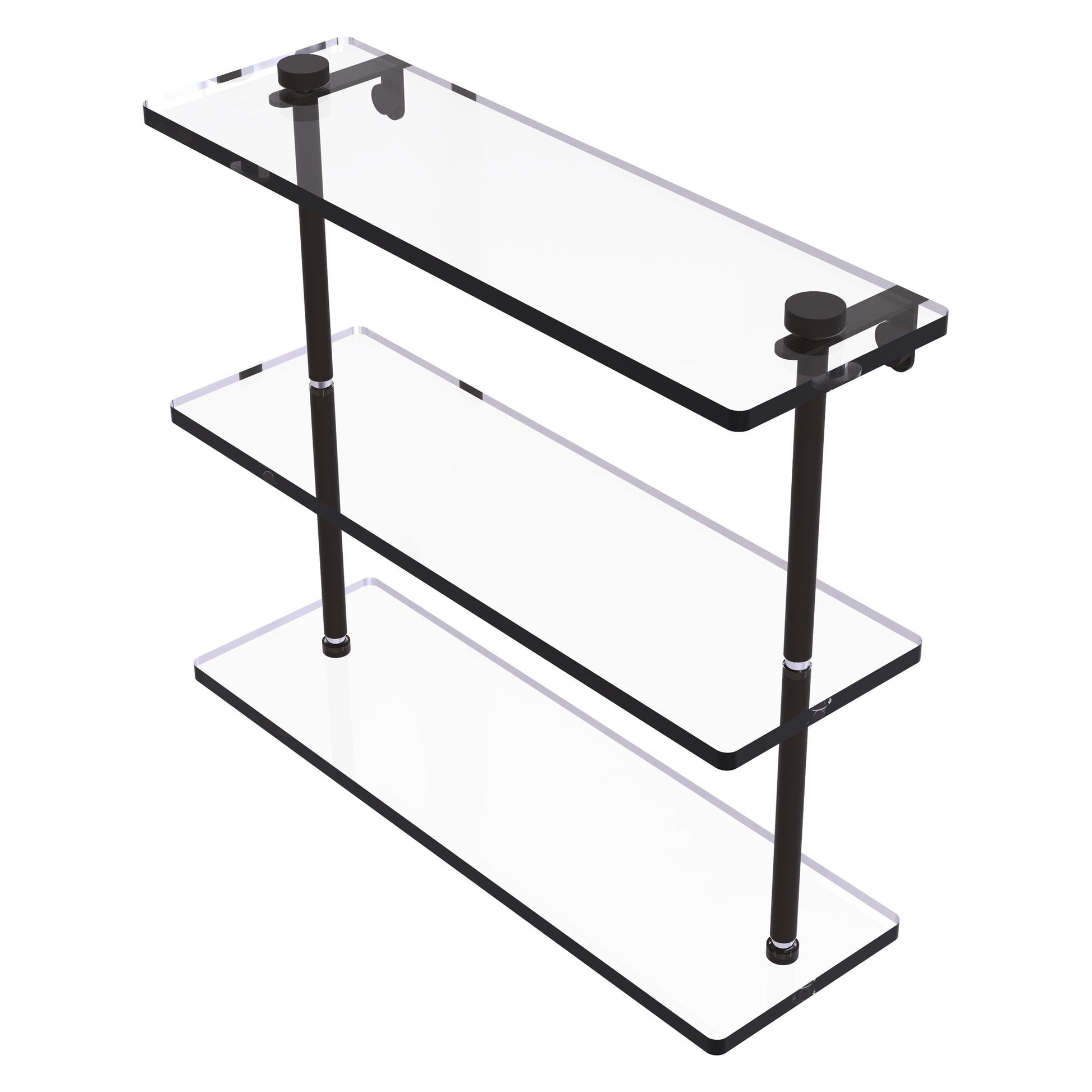 Allied Brass NS-5/16 16" x 5" Oil Rubbed Bronze Solid Brass Triple-Tiered Glass Shelf