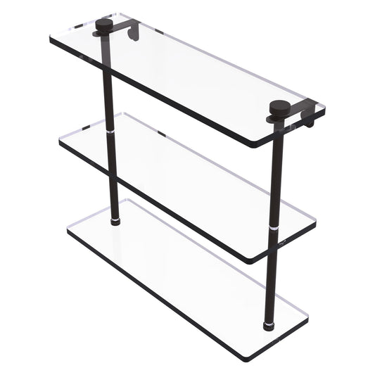 Allied Brass NS-5/16 16" x 5" Oil Rubbed Bronze Solid Brass Triple-Tiered Glass Shelf