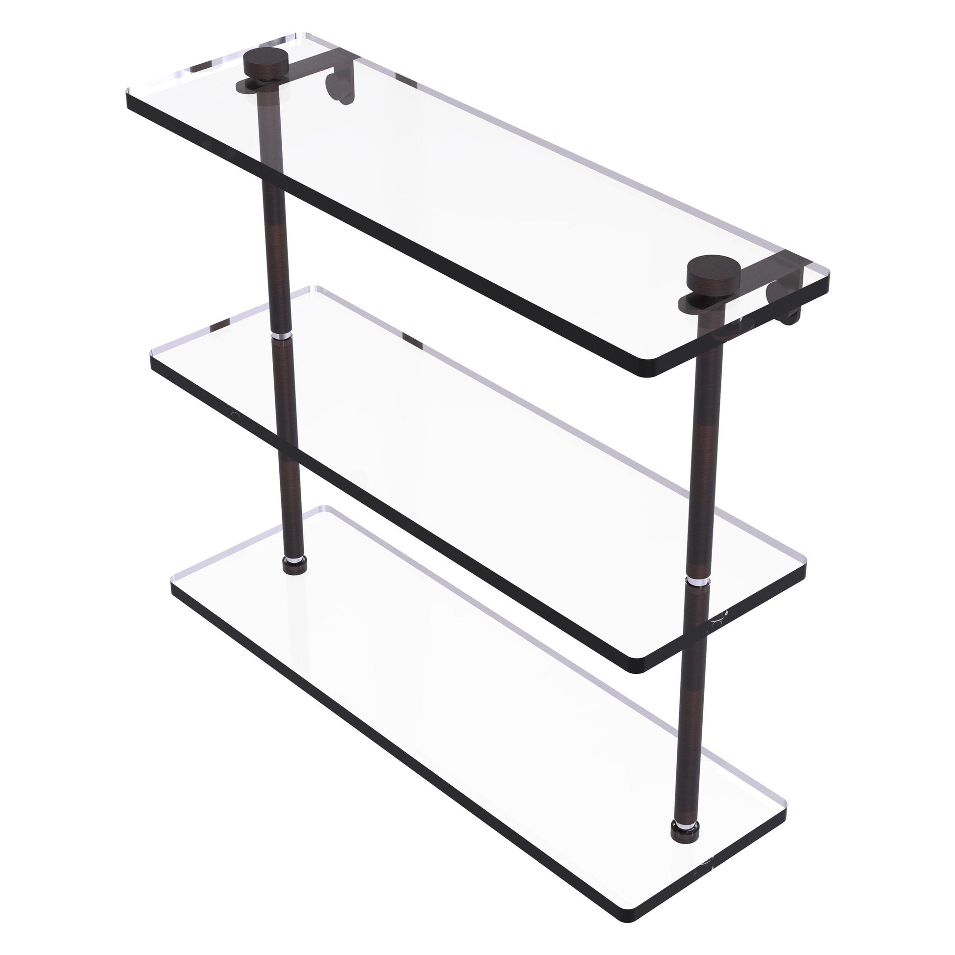 Allied Brass NS-5/16 16" x 5" Venetian Bronze Solid Brass Triple-Tiered Glass Shelf