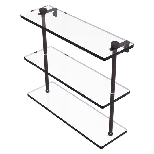 Allied Brass NS-5/16 16" x 5" Venetian Bronze Solid Brass Triple-Tiered Glass Shelf