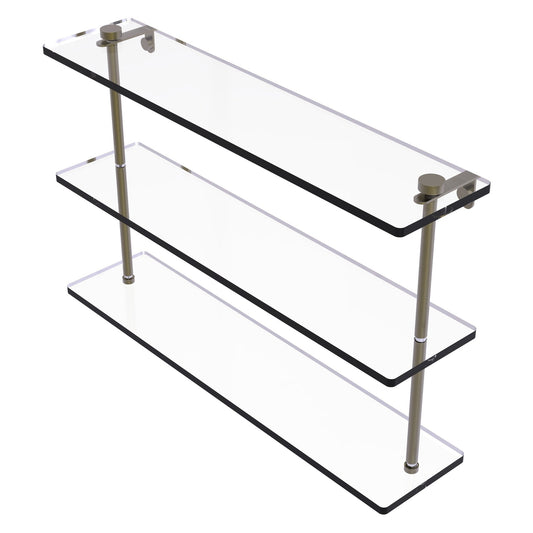 Allied Brass NS-5/22 22" x 5" Antique Brass Solid Brass Triple-Tiered Glass Shelf