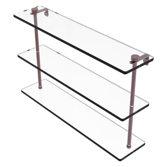 Allied Brass NS-5/22 22" x 5" Antique Copper Solid Brass Triple-Tiered Glass Shelf