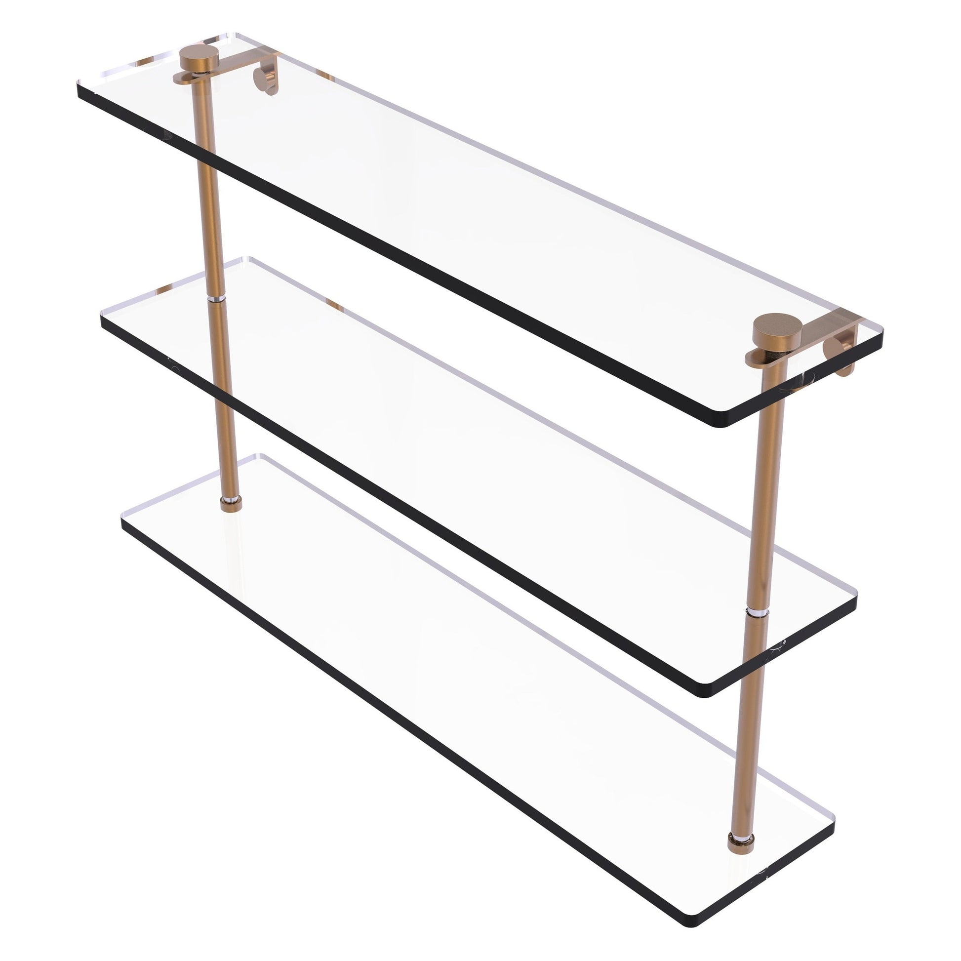 Allied Brass NS-5/22 22" x 5" Brushed Bronze Solid Brass Triple-Tiered Glass Shelf