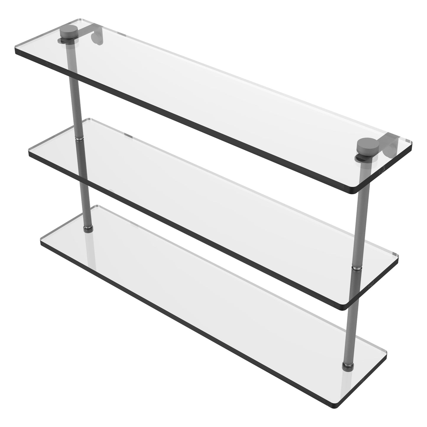 Allied Brass NS-5/22 22" x 5" Matte Gray Solid Brass Triple-Tiered Glass Shelf