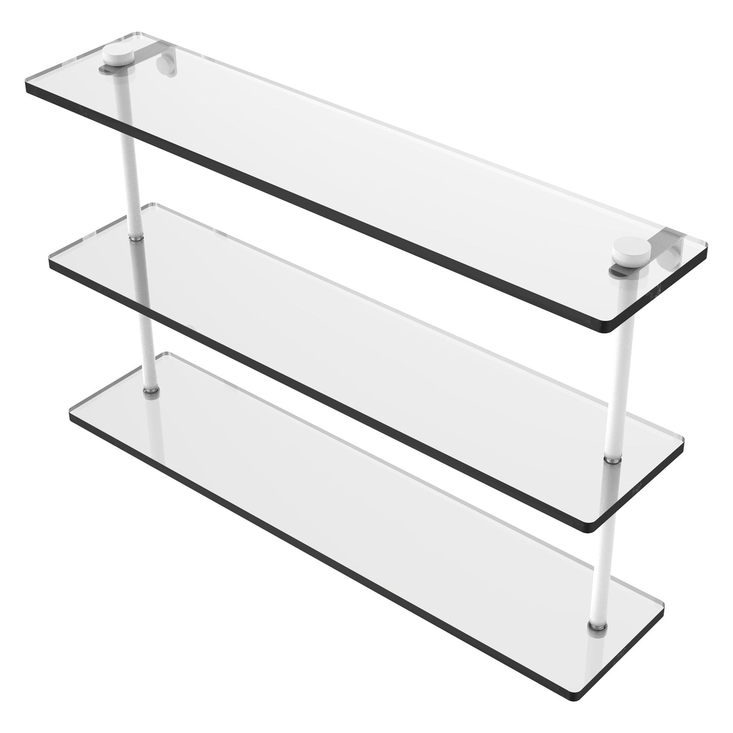 Allied Brass NS-5/22 22" x 5" Matte White Solid Brass Triple-Tiered Glass Shelf