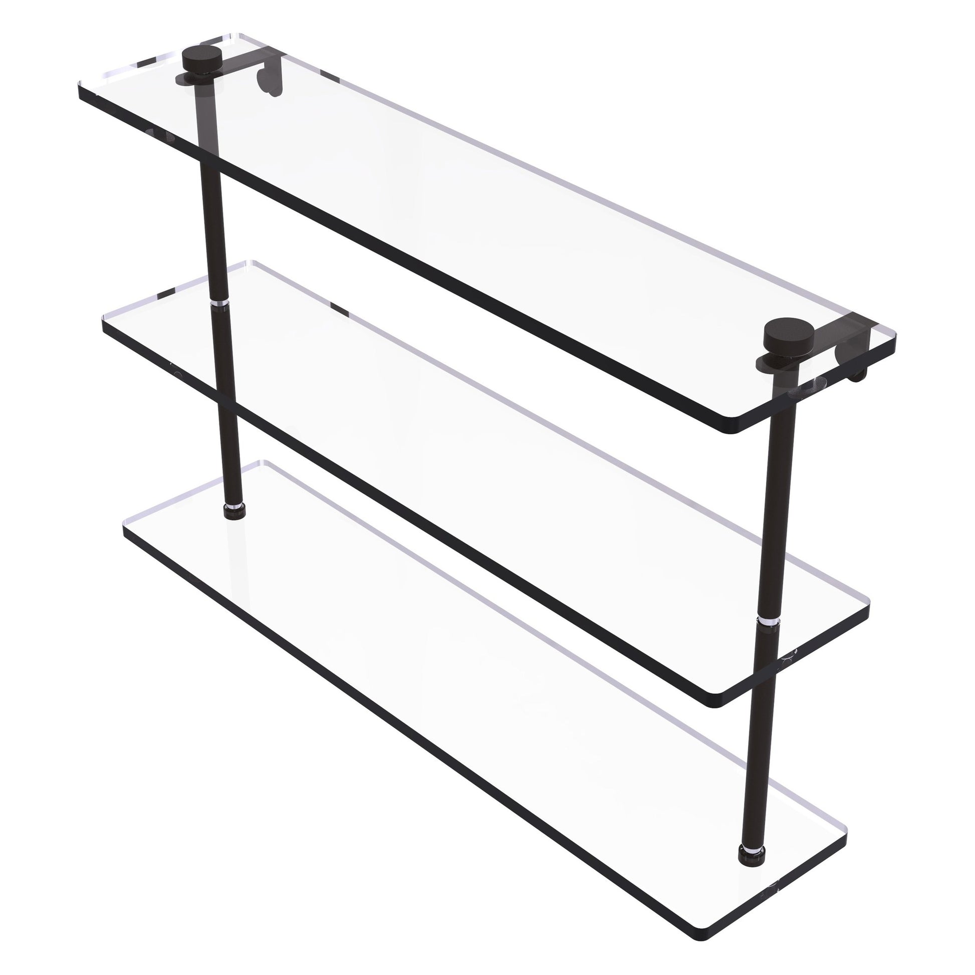Allied Brass NS-5/22 22" x 5" Oil Rubbed Bronze Solid Brass Triple-Tiered Glass Shelf