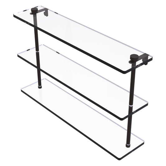 Allied Brass NS-5/22 22" x 5" Oil Rubbed Bronze Solid Brass Triple-Tiered Glass Shelf