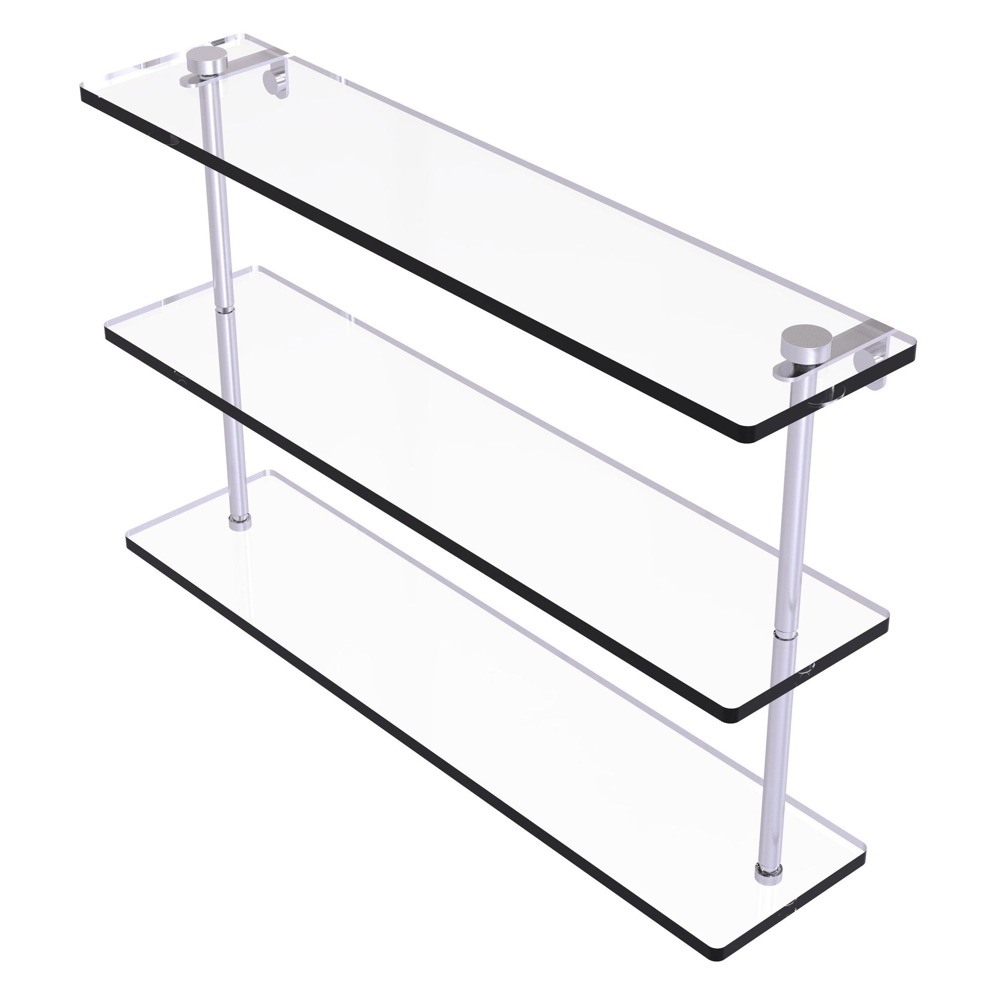 Allied Brass NS-5/22 22" x 5" Satin Chrome Solid Brass Triple-Tiered Glass Shelf