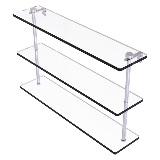 Allied Brass NS-5/22 22" x 5" Satin Chrome Solid Brass Triple-Tiered Glass Shelf