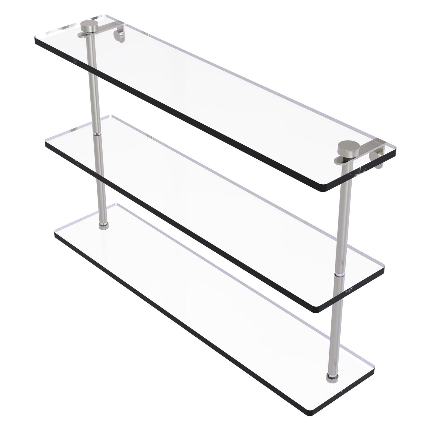 Allied Brass NS-5/22 22" x 5" Satin Nickel Solid Brass Triple-Tiered Glass Shelf
