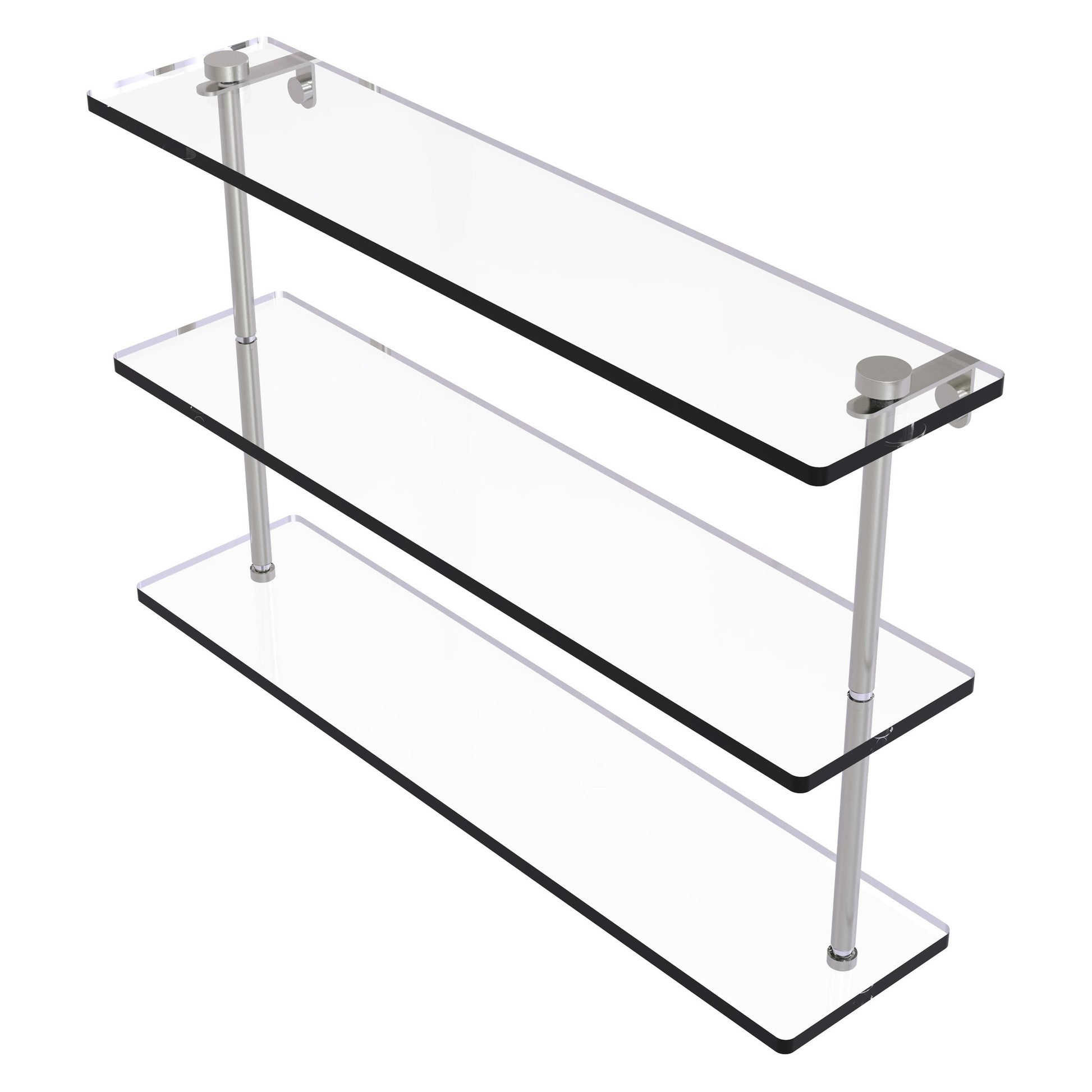Allied Brass NS-5/22 22" x 5" Satin Nickel Solid Brass Triple-Tiered Glass Shelf